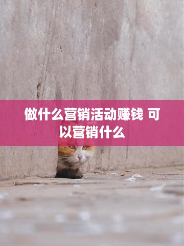 做什么营销活动赚钱 可以营销什么