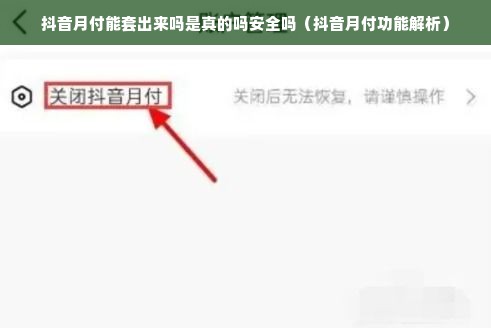 抖音月付能套出来吗是真的吗安全吗（抖音月付功能解析）
