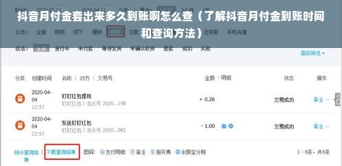 抖音月付金套出来多久到账啊怎么查（了解抖音月付金到账时间和查询方法）