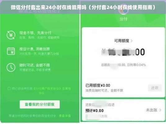 微信分付套出来24小时在线能用吗（分付套24小时在线使用指南）