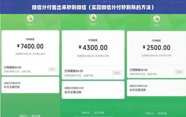 微信分付套出来秒到微信（实现微信分付秒到账的方法）