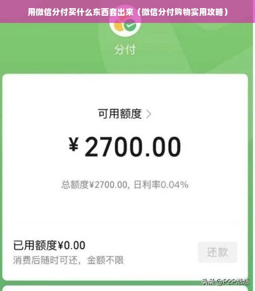 用微信分付买什么东西套出来（微信分付购物实用攻略）