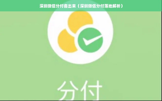 深圳微信分付套出来（深圳微信分付落地解析）