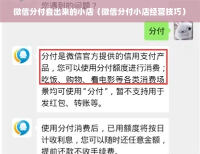 微信分付套出来的小店（微信分付小店经营技巧）