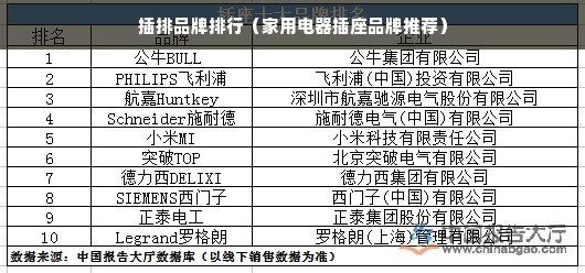 插排品牌排行（家用电器插座品牌推荐）