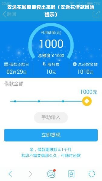 安逸花额度能套出来吗（安逸花借款风险提示）