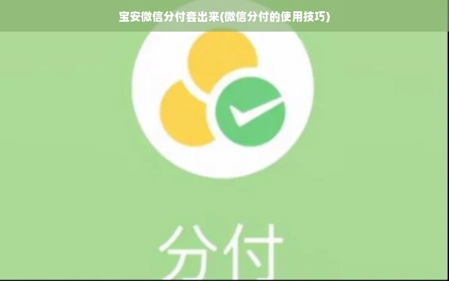 宝安微信分付套出来(微信分付的使用技巧)