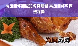 高压油炸加盟品牌有哪些 高压油炸鸭做法视频