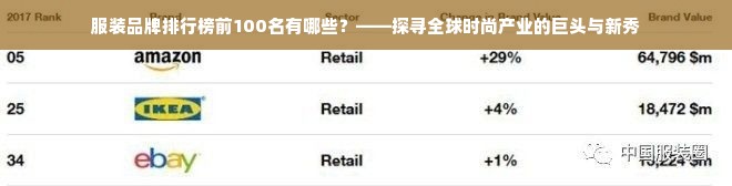 服装品牌排行榜前100名有哪些？——探寻全球时尚产业的巨头与新秀