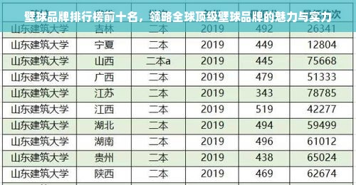 壁球品牌排行榜前十名，领略全球顶级壁球品牌的魅力与实力