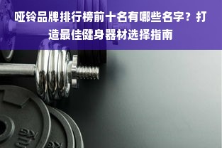 哑铃品牌排行榜前十名有哪些名字？打造最佳健身器材选择指南