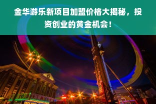 金华游乐新项目加盟价格大揭秘，投资创业的黄金机会！