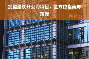 加盟建筑分公司项目，全方位指南与策略