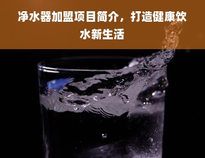 净水器加盟项目简介，打造健康饮水新生活