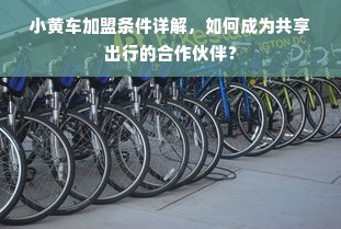 小黄车加盟条件详解，如何成为共享出行的合作伙伴？