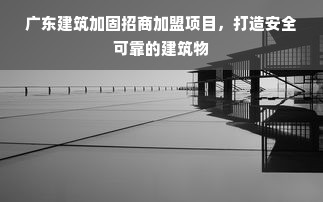 广东建筑加固招商加盟项目，打造安全可靠的建筑物