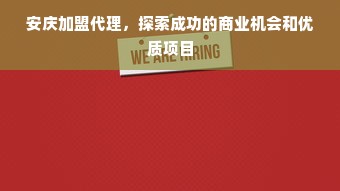 安庆加盟代理，探索成功的商业机会和优质项目