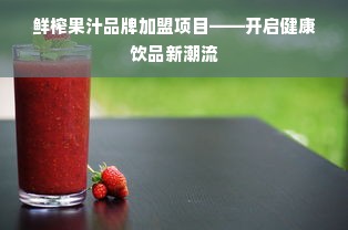 鲜榨果汁品牌加盟项目——开启健康饮品新潮流