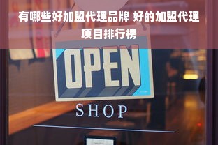 有哪些好加盟代理品牌 好的加盟代理项目排行榜