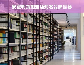 安徽鸭货加盟店知名品牌探秘