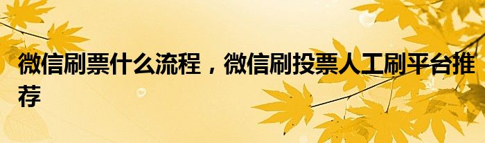 微信人工投票原理 微信人工投票原理图