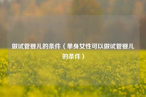 做试管婴儿的条件（单身女性可以做试管婴儿的条件）